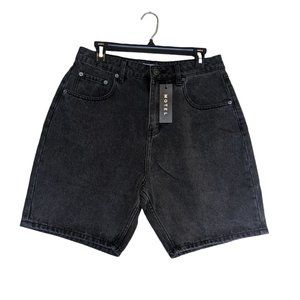 NWT Motel Denim Dad Short Black Wash Size L